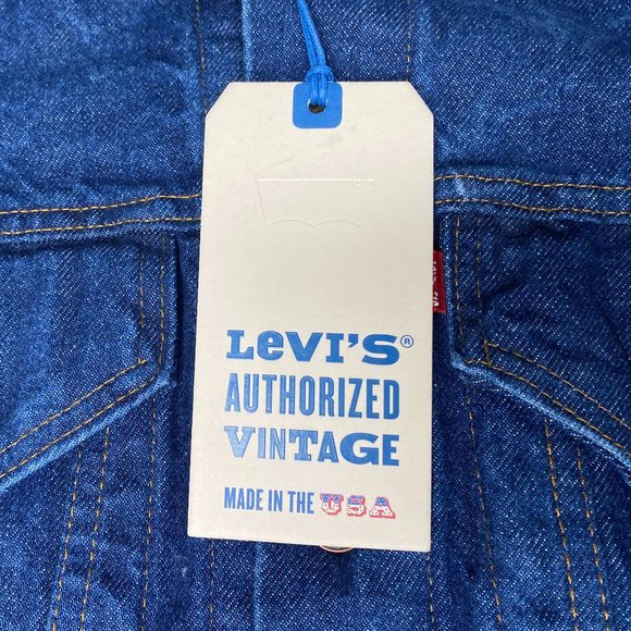 Levis Authorized Vintage Trucker Jacket Men's XS Blue Denim 100% Cotton USA NWT - Picture 7 of 16